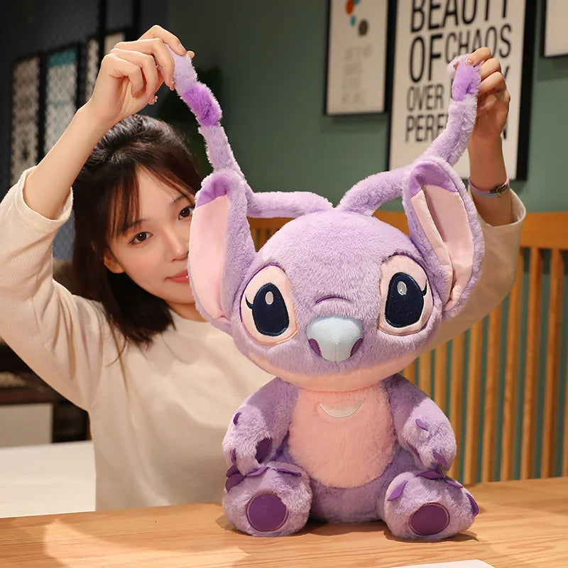 Miniso Kawaii Disney Lilo & Stitch Brinquedo de Pelúcia Kawaii Soft Blue Purple Elf Disney Lilo & Stitch Boneco de Pelúcia Anime Filme Presente de Natal
