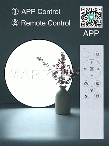 MARPOU Lâmpada de teto inteligente lâmpada led para luzes de teto de quarto com controle remoto Luzes led reguláveis para sala de estar
