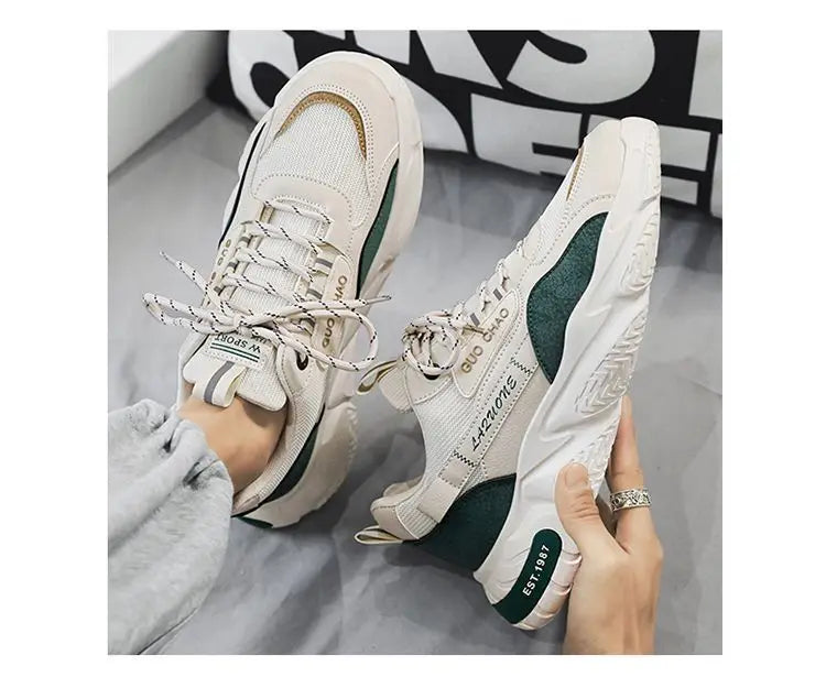 Sapatos masculinos novos tênis masculinos respiráveis de malha de verão quente sapatos casuais com sola grossa marca de orgasmo