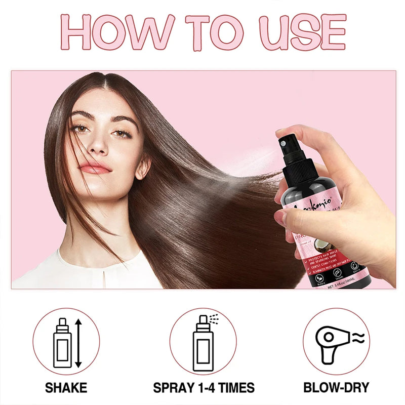 Spray de Proteção Térmica para Cabelo Serum Protetor contra Calor Protege o Cabelo dos Raios UV Danificados Condicionador Hidratante para Mulheres