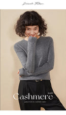 Pulôver feminino outono/inverno 100% puro suéter de caxemira casual suéter de malha gola redonda solto Tops básico versátil Blusa