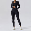 3 PCS Conjunto de Yoga Conjuntos de Treino Feminino Sportswear Roupas de Ginástica Fitness zíper Manga Comprida Cintura Alta Leggings Ternos Esportivos Terno de Ioga