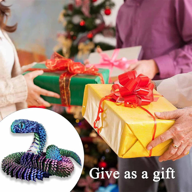 Cobra impressa em 3D 23,6 polegadas articulada flexível conjunta resina simulação víbora fidget animais brinquedos modelo para decoração de mesa engraçado