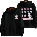 Sanrio Anime Bonito Impresso Hoodies Mulheres Dos Desenhos Animados Hello Kitty Y2k Estudantes Coreanos Moletom Solto Moda Doce Cardigan Roupas