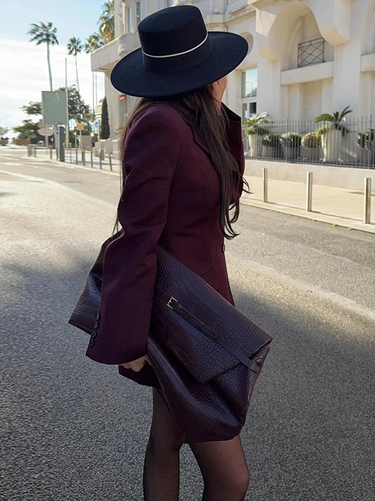 Bornladies Outono Inverno Cintura Fina Chic Blazer Casacos Senhoras Escritório Senhoras Trespassado Moda Ternos Jaqueta Roupas Femininas