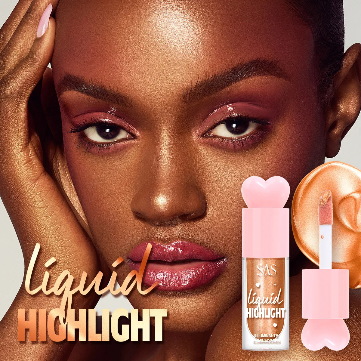 Iluminador Líquido para Contorno Facial Maquiagem Brilho