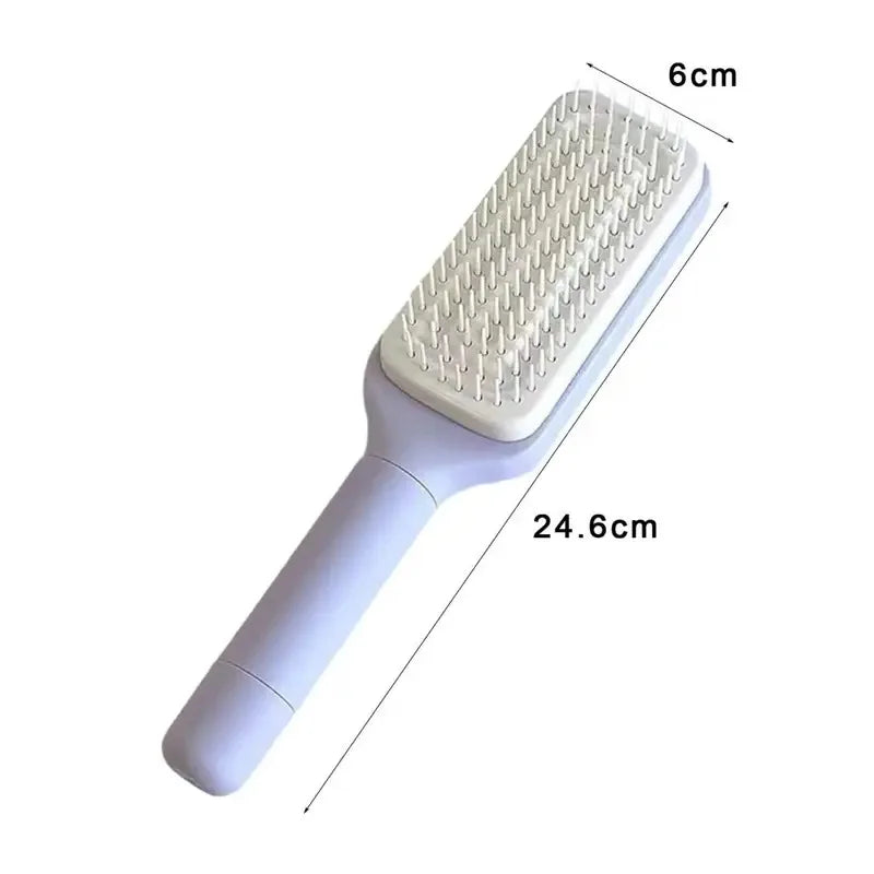 Pente Antiestático para Massagem do Couro Cabeludo com Cabo Longo e Retrátil, Ferramenta de Cabeleireiro para Mulheres