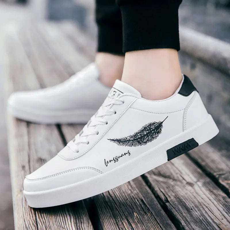 Homens brancos Calçados Esportivos Moda Homens Sapatos Casuais Homem de Couro Flats Conforto Resistente Tênis Casuais Masculinos Zapatillas De Hombre