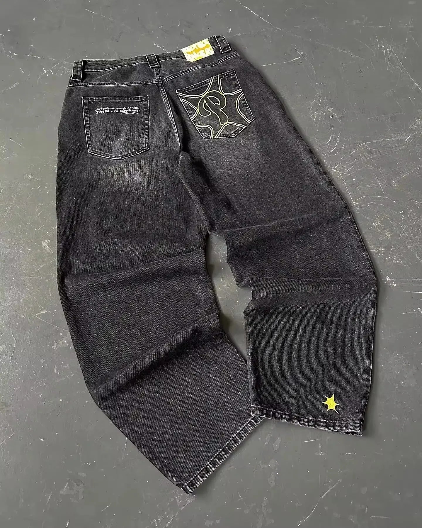 Moda americana 2025 Southpole New Y2k Branco Homens Estampado Jeans Gótico Retro Calças Soltas Calças Largas Casuais de Rua Calça Jeans Casal