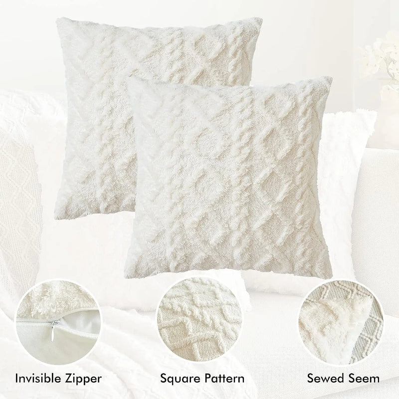 1 capa de almofada de lã artificial decorativa simples, capa de almofada de lã de pelúcia curta e macia, sofá decorativo moderno, fami