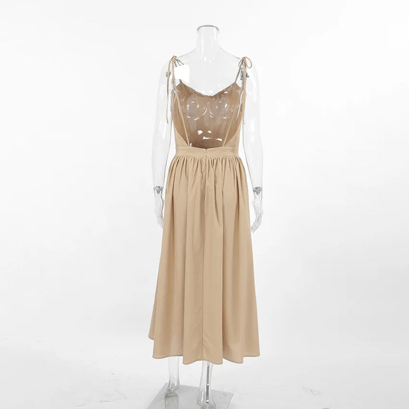 Vestido de cintura alta com suspensório respirável de algodão e linho Verão europeu e americano Novo estilo de férias saia longa para mulheres