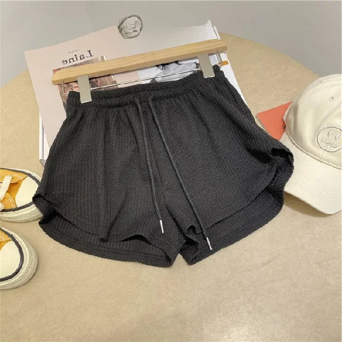 Rosa Malha Casual Trunks Mulheres Cintura Alta Perna Larga Emagrecimento Branco Cintura Elástica Corrida Fitness Leggings