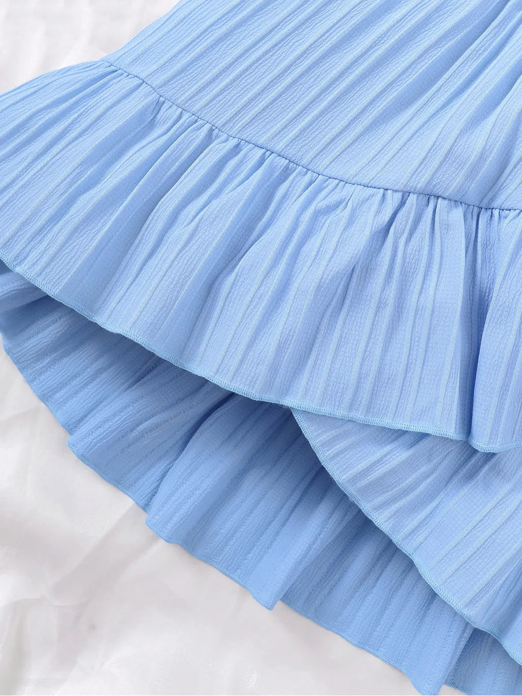 Conjunto de roupas de princesa de verão para meninas infantis Flutter Sleeve Plain Color Tops + Short Skirt Sweet Style Party Wear Para Criança 8-12 Anos
