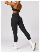 Sexy Fitness Treino Mulheres Conjunto de Ioga Treino Sem Costura Sportswear Roupas de Ginástica Sutiã Esportivo Top Leggings de Cintura Alta Ternos Esportivos