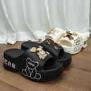 Novo urso preto e branco com sola grossa sandálias e chinelos femininos E19