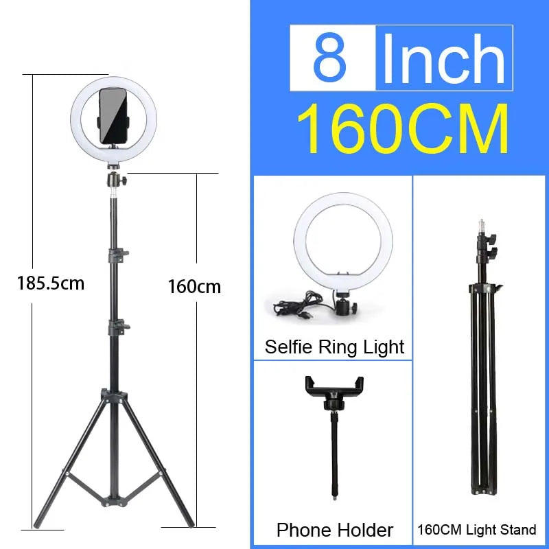 Luz de Anel LED 14 polegadas para Fotografia - Tripé com Luz de Anel para Transmissão ao Vivo