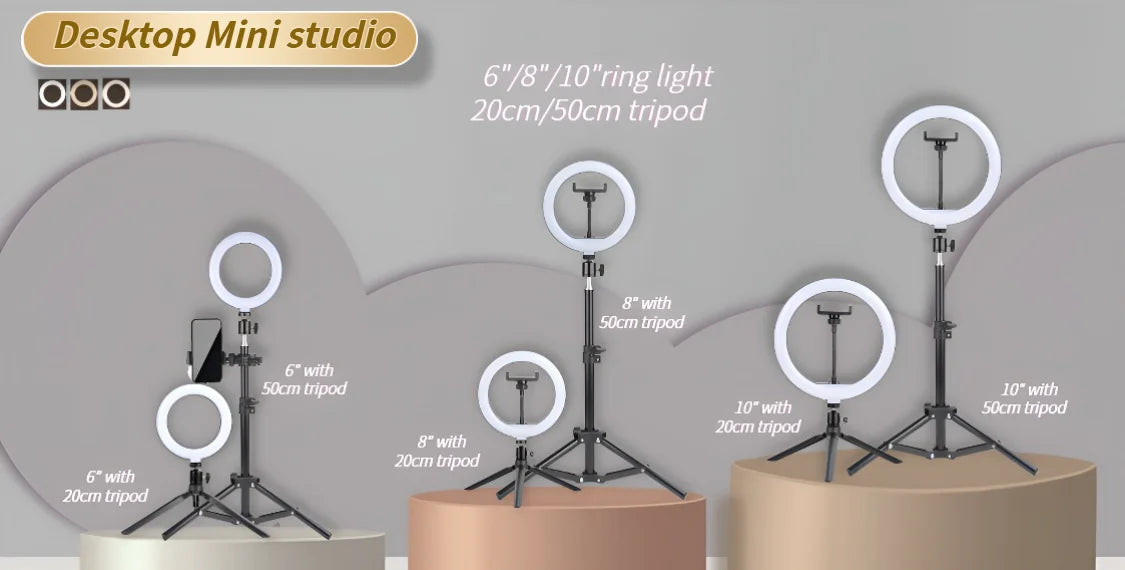 Luz de Anel LED 14 polegadas para Fotografia - Tripé com Luz de Anel para Transmissão ao Vivo