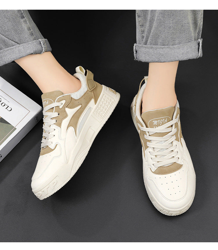 Novos Tênis Masculinos de Outono Sapatos de Plataforma Confortáveis Masculinos 2023 Tendência Lace-up Sapatos Vulcanizados Branco Tênis Casuais Tênis