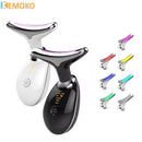 Dispositivo de Beleza para Pescoço EMS de 7 Cores Massageador Facial Lift Rejuvenescedor Removedor de Papada Anti-Rugas Massageador Facial com LED Fotônico para Firmar a Pele