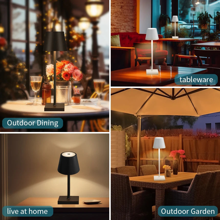 Recarregável LED Lâmpada de mesa Interruptor de toque 3 níveis Luzes de mesa reguláveis Bar Club Dinner Iluminação ambiente decorativa criativa