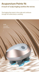 Massageador de Cabeça Elétrico de Silicone com Ventosa Magnética para Couro Cabeludo, Recarregável, Silicone para Ombro, Multifuncional, Amassamento e Vibração, Spa para Cabeça