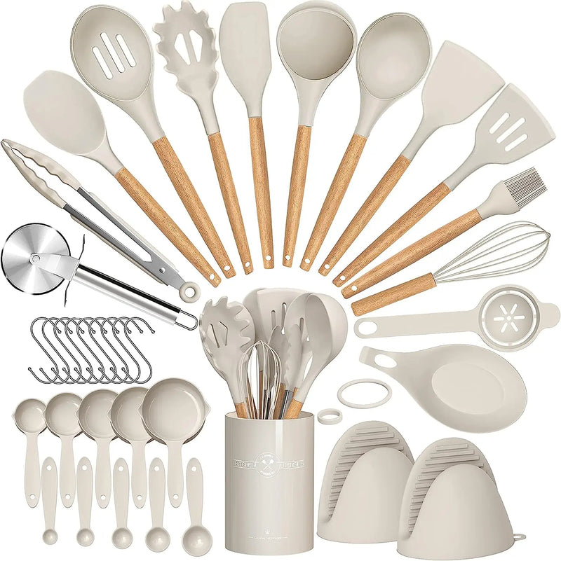 Conjunto de cozinha de utensílio de silicone 36pcs com suporte