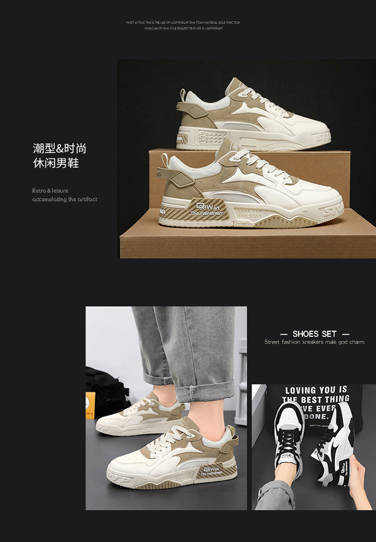 Novos Tênis Masculinos de Outono Sapatos de Plataforma Confortáveis Masculinos 2023 Tendência Lace-up Sapatos Vulcanizados Branco Tênis Casuais Tênis