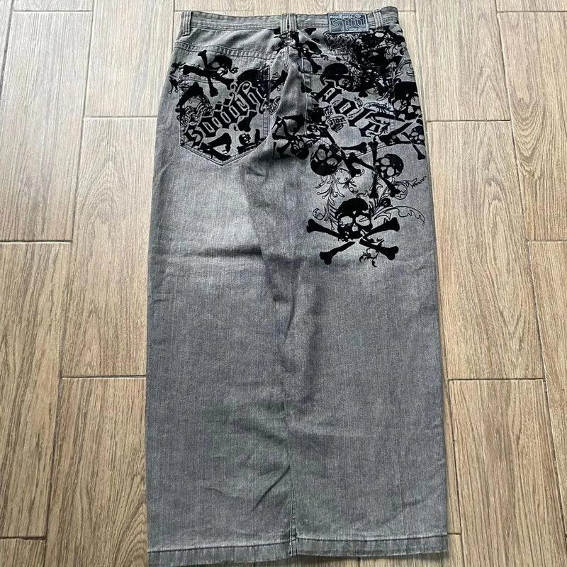 Moda americana 2025 Southpole New Y2k Branco Homens Estampado Jeans Gótico Retro Calças Soltas Calças Largas Casuais de Rua Calça Jeans Casal