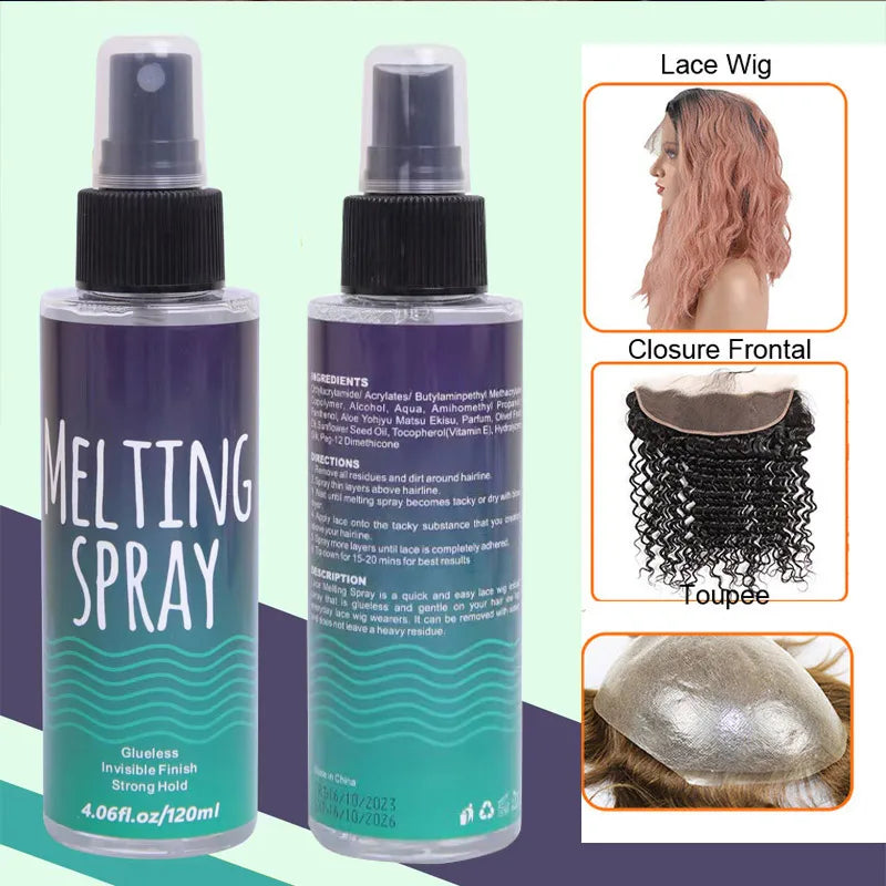 Spray Fixador de Renda Spray de Fusão de Renda Fixação Forte Perucas Sem Cola Spray para Alisar a Renda Secagem Rápida Spray Adesivo para Renda Spray de Derretimento de Renda