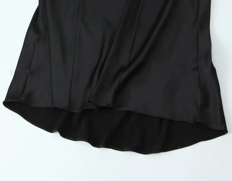 TRAFZA 2024 Mulheres Vestido de Verão Cetim Sem Mangas Sem Encosto Decote Em V Feminino Vestidos Longos Chic Sexy Party Vintage Mulher Vestido de Noite