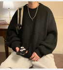 Suéter de gola redonda, cor sólida, básico, masculino, feminino, outono, inverno, parcimonioso, simples, casal, suéter de malha, quente, macio