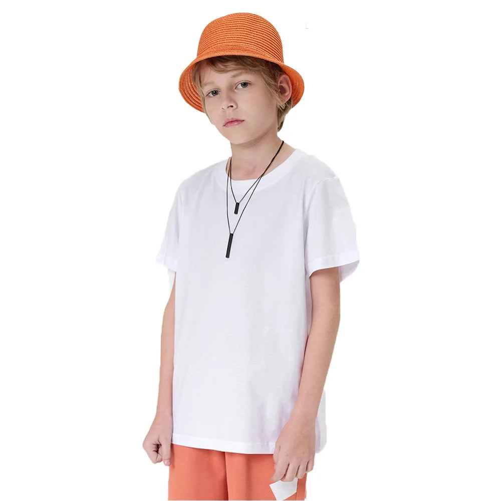 Camisetas clássicas para meninos meninas algodão branco preto camisetas de manga curta para bebê criança Roupas infantis Crianças de 2 a 14 anos