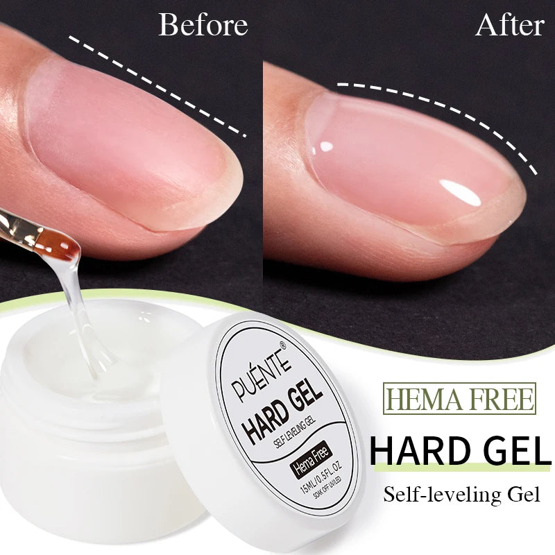 Esmalte em Gel Autonivelante 15ML Livre de Hema Gel Transparente Rígido Extensão de Unhas Modelagem 3D Cola para Strass Removedor de Verniz UV