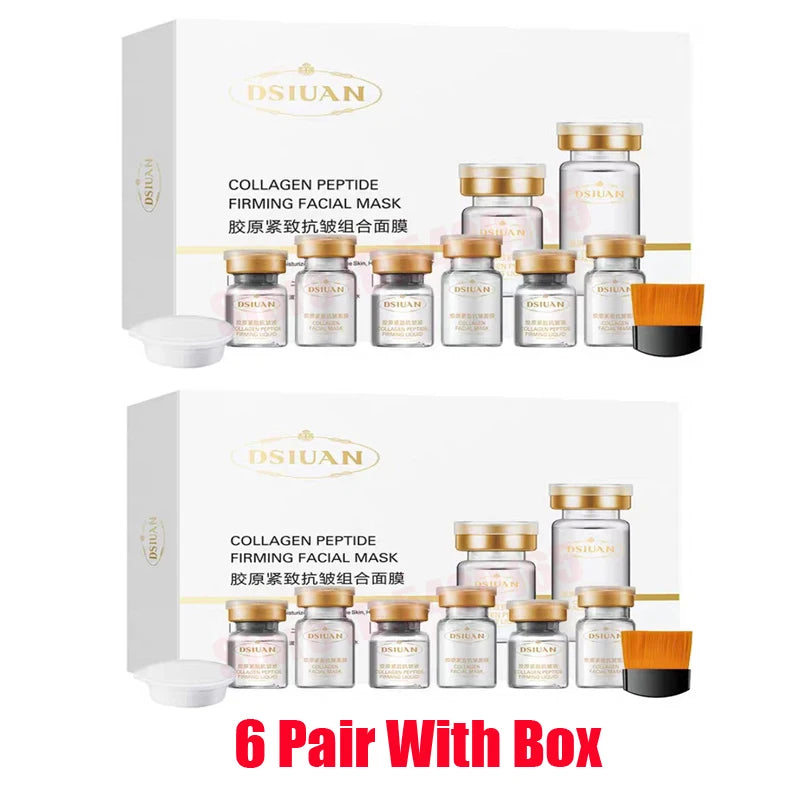 1 Caixa de Máscara em Pó Liofilizado de Peptídeo de Colágeno Set Levanta e Firme o Rosto em V Ácido Hialurônico Clareia, Hidrata e Rejuvenesce a Pele