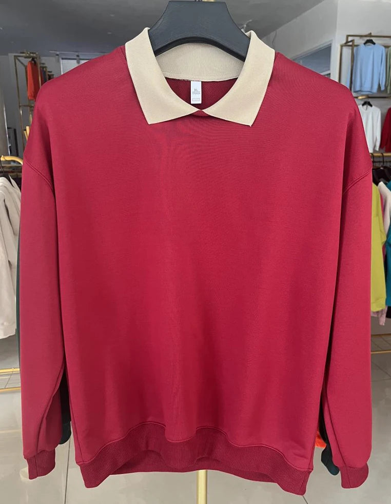 Moletom com capuz de gola polo de manga comprida unissex, blusa de moletom fashion com blocos de cores e patchwork, com capuz para homens, elegante, moletom masculino