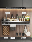 Rack de armazenamento multifuncional Suporte de tábua de corte Utensílios de parede para rack de temperos de cozinha Suporte de colher organizar
