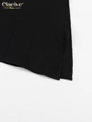 Clacive Sexy Loose Black Cotton Womens Dresses 2024 Summer Strap Sleeveless Ankle Length Dress Elegant Hollow Out Female Dress