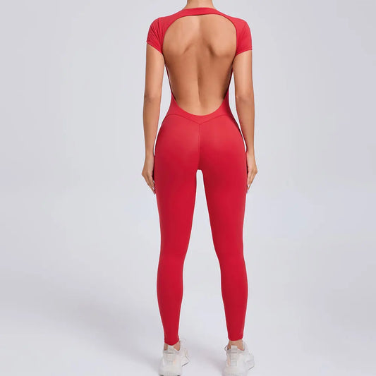 Sexy Mangas Compridas Terno Feminino Macacão Secagem Rápida Roupas de Ioga Treino Bodysuits Backless Esportes Macacão Mulheres Ginásio