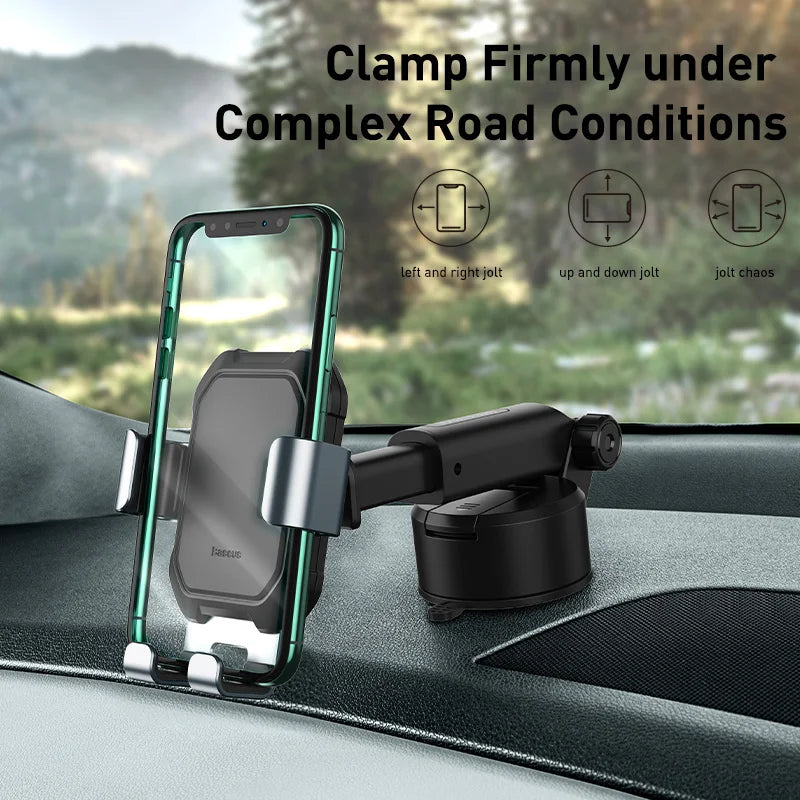 Suporte para telefone de carro Baseus Gravity Ventosa Suporte universal ajustável Suporte no suporte GPS do carro para iPhone 12 Pro Max Xiaomi POCO