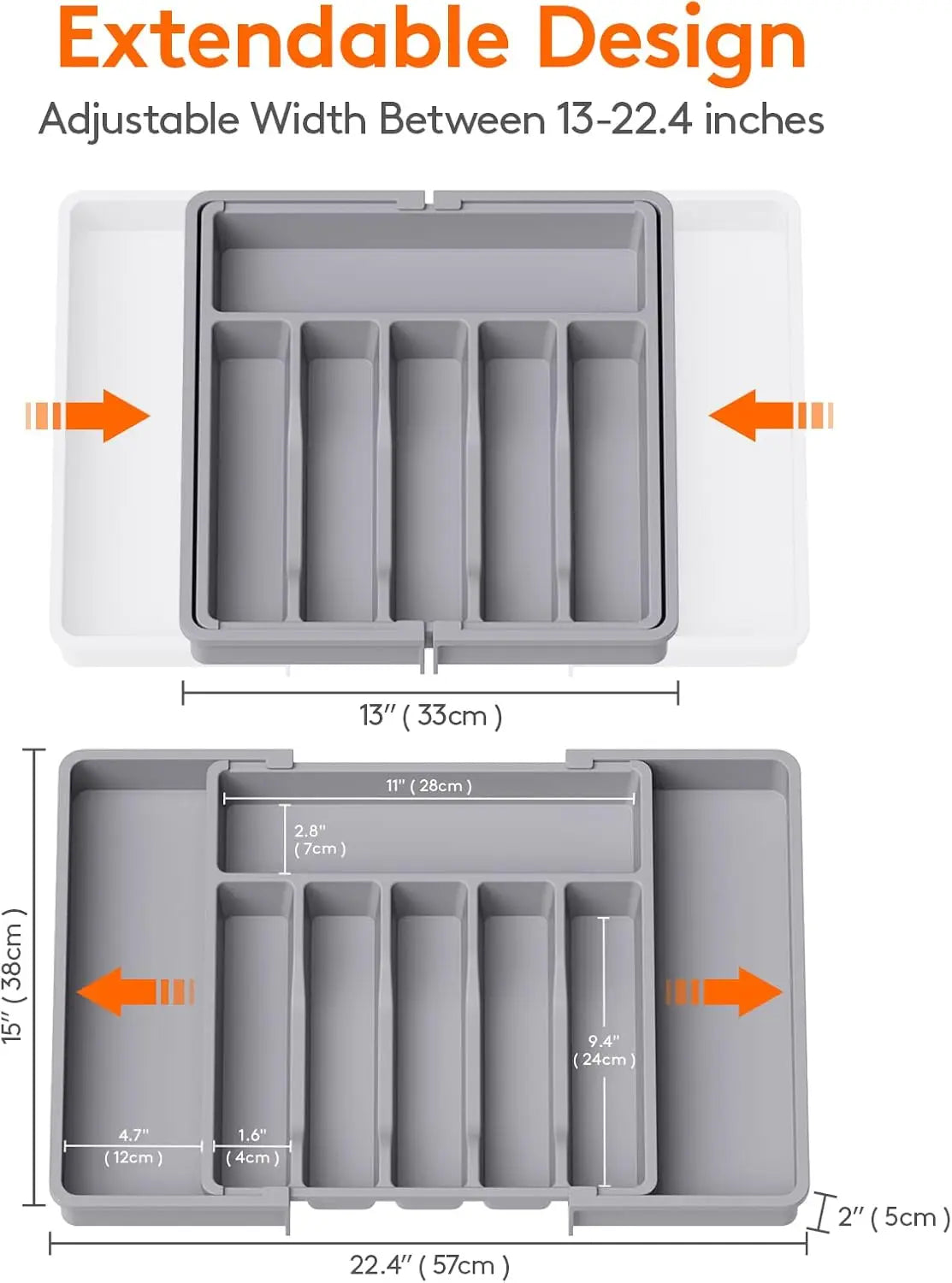 Organizador de talheres de plástico ajustável Colheres Garfos Facas Porta-talheres Bandeja de utensílios expansível Utensílios de cozinha para garfos