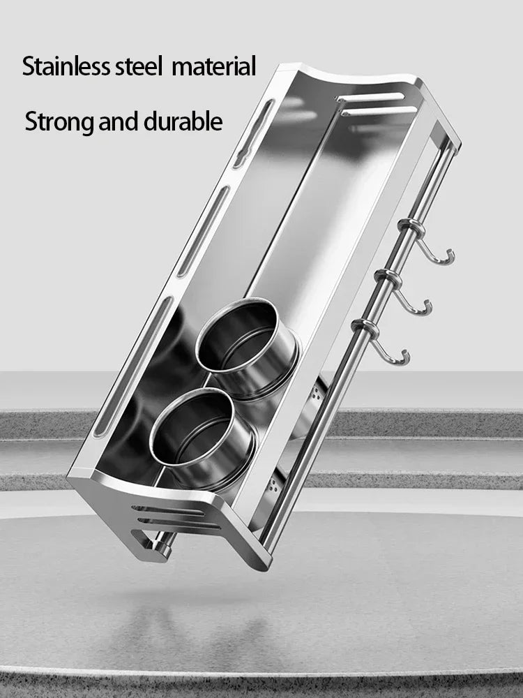 Rack de armazenamento multifuncional Suporte de tábua de corte Utensílios de parede para rack de temperos de cozinha Suporte de colher organizar