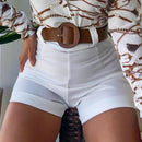 Shorts Femininos Bottoms Hot Pants Verão Chic Cor Sólida Zíper Traseiro Hot Pants Cintura Alta Cor Sólida Zíper Traseiro Slim Shorts