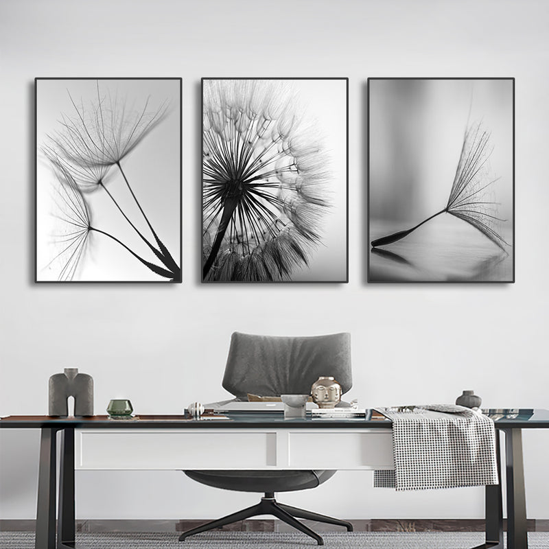 3 PCS Preto e Branco Arte Da Parede Pintura Em Tela Dente De Leão Flor Fotos Cartaz E Impressões Casa Obras De Arte Decorativas Para Cozinha