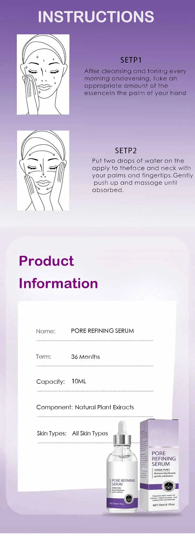 Poro Shrinking Serum Remoção de Rosto Grandes Poros Aperto Reparação Facial Poro Minimizando Essência Cuidados com a Pele Beleza Pele Firme