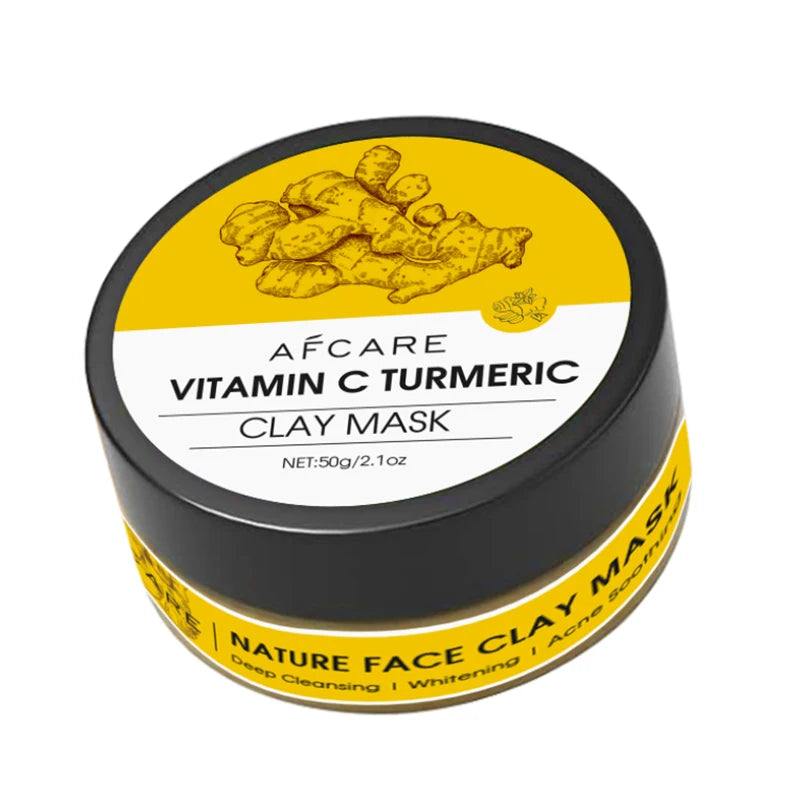 Máscara Facial de Argila com Cúrcuma e Vitamina C para Limpeza Profunda e Hidratação, Cuidados com a Pele, Máscara Facial para Remoção de Cravos e Limpeza de Poros