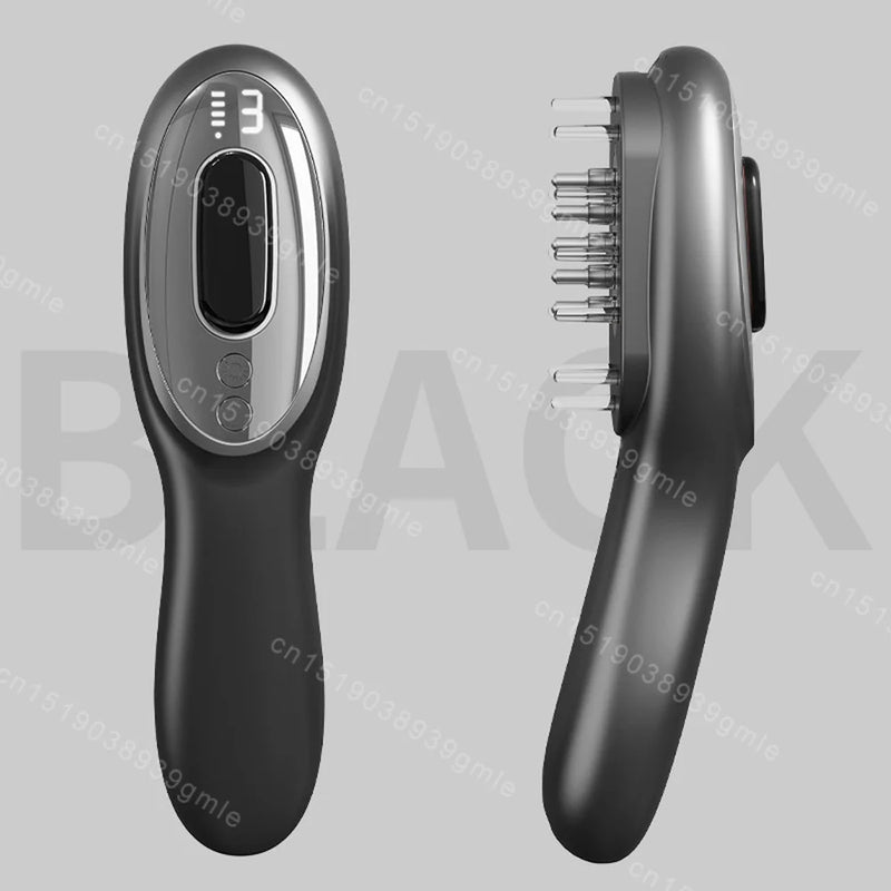 Massageador de Luz Vermelha e Azul Pente Massageador de Cabelo Aplicador para Couro Cabeludo Massageador de Cabeça Pente de Massagem Elétrico Pente de Massagem Capilar com Nano Vibração