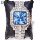 UNIGUET Relógio de Quartzo Azul Para Homens Moda Praça Iced Out Relógio Homem Hip Hop Diamante Jóias Relógio de Pulso Rock Boy Reloj Hombre