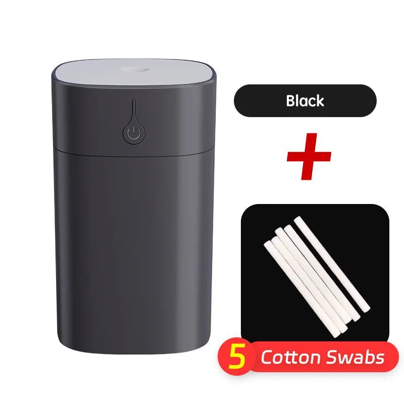 Umidificador de Ar USB Mini 400ml Difusor de Óleo Essencial Aromático para Casa e Carro Difusor Ultrassônico Silencioso com Névoa e Lâmpada LED Colorida