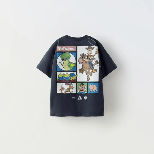 Meninos Dos Desenhos Animados Roupas Da Moda Nova Impressão De Manga Curta Tops Traje De Verão Em Torno Do Pescoço Bonito Camisa De Assentamento Crianças Casual Esportes Tees
