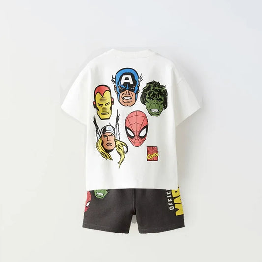 Marvel Boy Sets Roupas de Verão Manga Curta Lazer Camisetas + Conjuntos de Shorts 2pcs Roupas Crianças Infantil Criança Menino Roupas